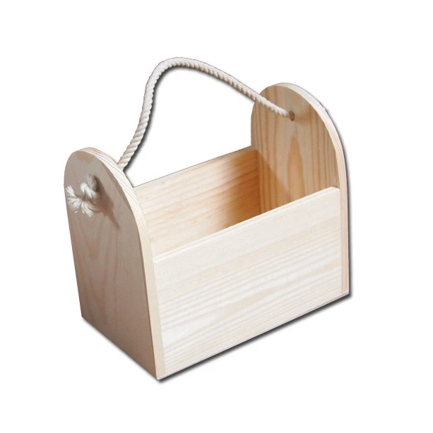 Wooden Bottle Crate with Rope Handle