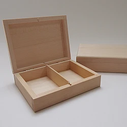 Wooden box with 2 compartments