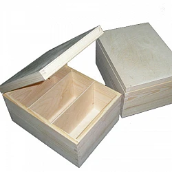 Wooden Box with 3 Compartments