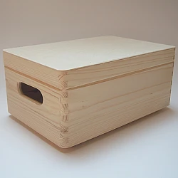 Wooden Box with Lid and Handles (Small)