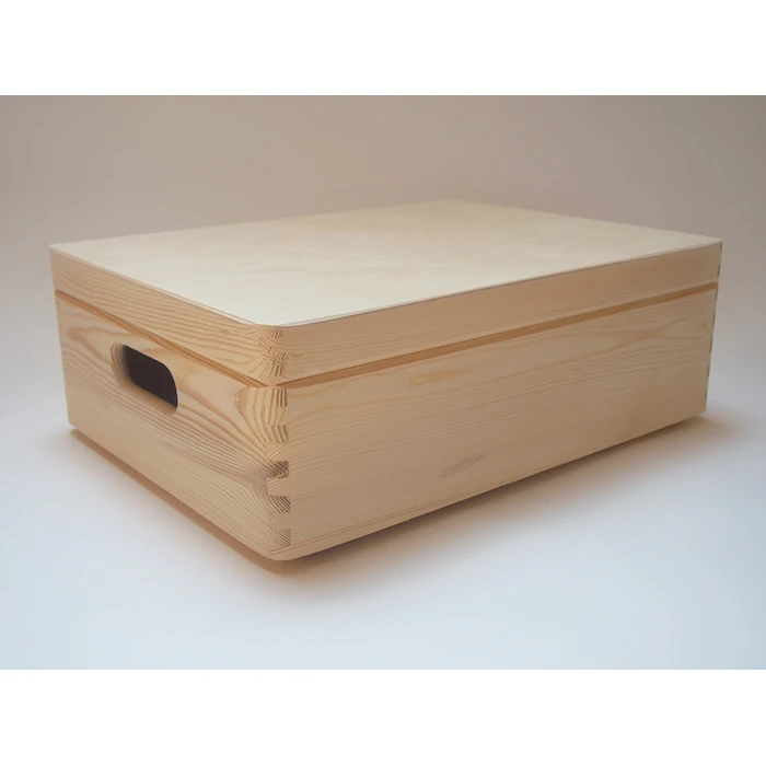 Деревянная коробка с крышкой и ручками (средняя)