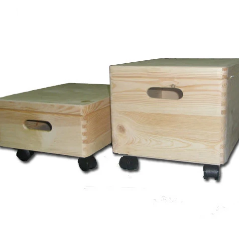 Koka kaste ar vāku, ar rokturiem, uz ritentiņiem