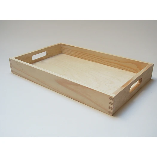 Wooden tray with handles