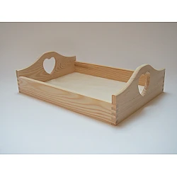 Medium Wooden Tray with Heart Design