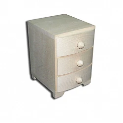 Wooden bedside table with 3 drawers