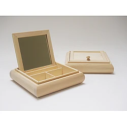 Wooden Jewellery Box with Mirror – Square