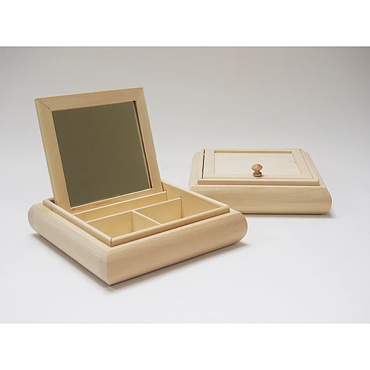 Wooden Jewellery Box with Mirror – Square