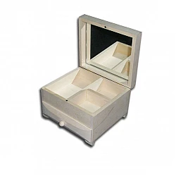 Wooden Jewellery Box with Mirror and Drawer