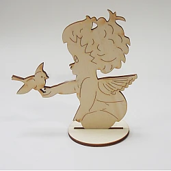 Wooden angel with bird