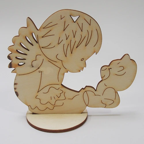 Wooden angel with teddy bear