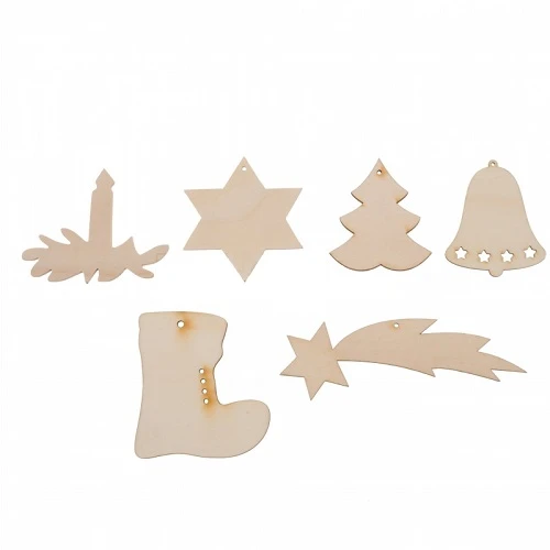 Wooden decoration set (6 pcs)