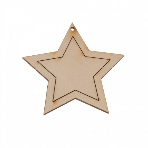 Wooden decoration - star (2 pcs)
