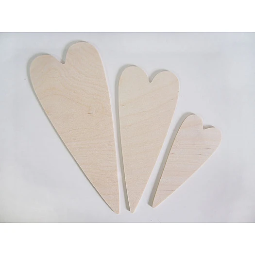 Set of 3 Wooden Heart Decorations