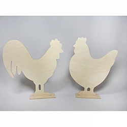 Wooden decorative set - hen and rooster