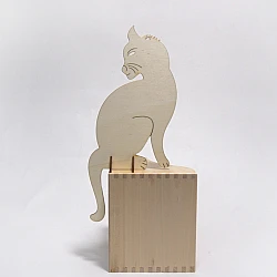 Wooden Ornament - Cat on Stand