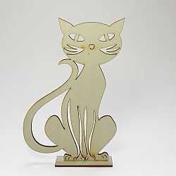 Wooden decoration - cat with base