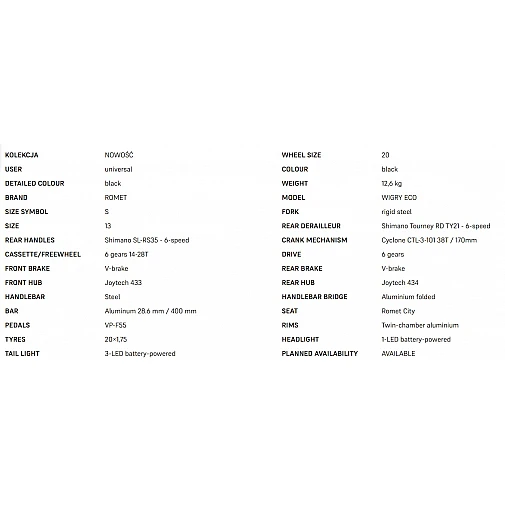 Bicycle ROMET WIGRY ECO 13S (AR) 20130720-A White