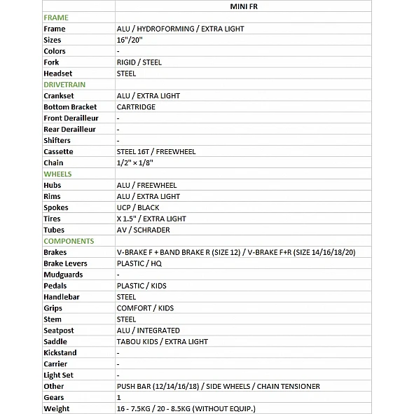 Велосипед TABOU MINI FR 20 mint/фиолетовый (TB) TAB25-6880