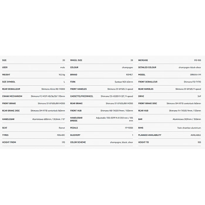 ROMET ORKAN 4 M (AR) 28200446-A 20L шампань/черный/серебро ВЕЛОСИПЕД