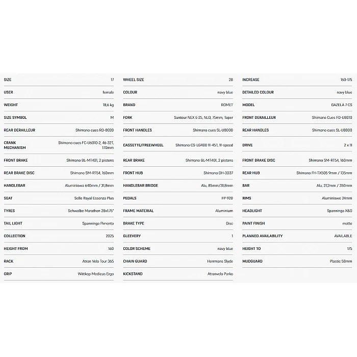 ROMET GAZELA 7 CS (AR) 28180555-A 17M blue BICYCLE