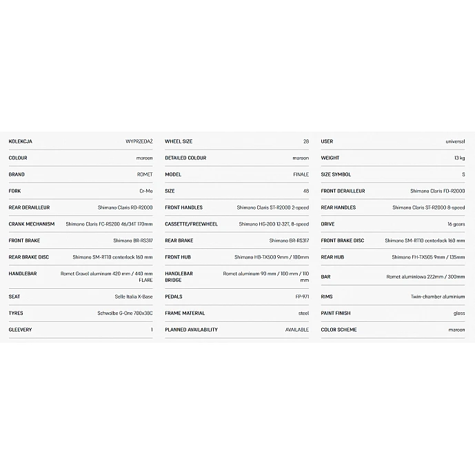 Bicycle ROMET FINALE 28480403-48S (AR) 48S Burgundy