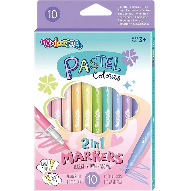 Flomāsteri "Colorino Pastel 2in1" (10 krāsas)