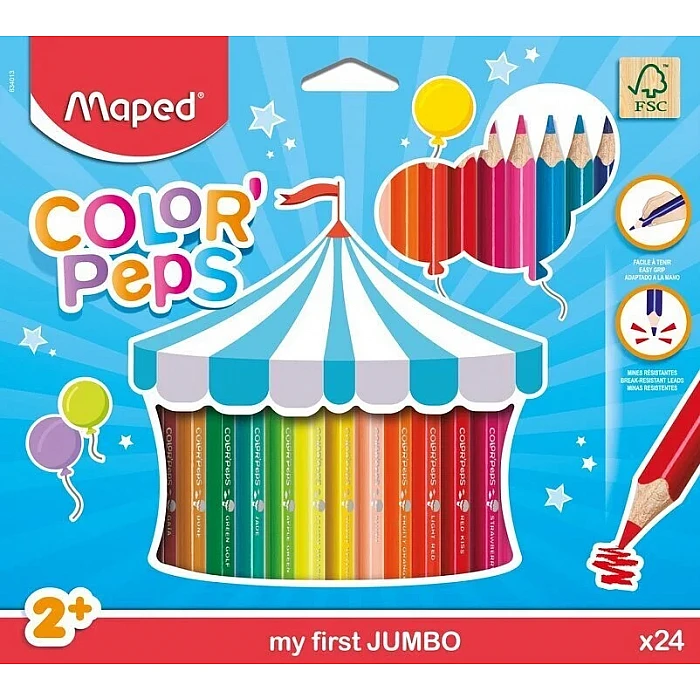 Krāsainie zīmuļi "MAPED Color'Peps JUMBO" (24 krāsas)