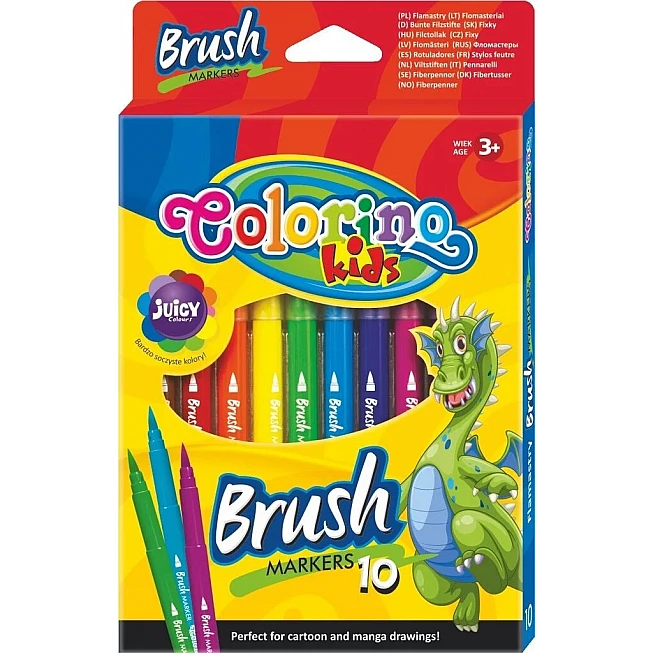 Flomāsteri "Colorino Brush 2in1" (12 krāsas)