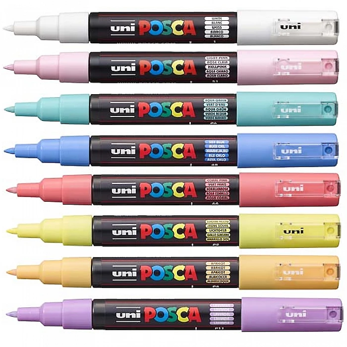 Маркеры UNI Posca (PC-1M-8) пастельные 8 цветов