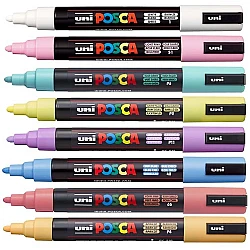 Marķieri UNI Posca (PC-5M-8) Pasteļkrāsas 8 krāsas