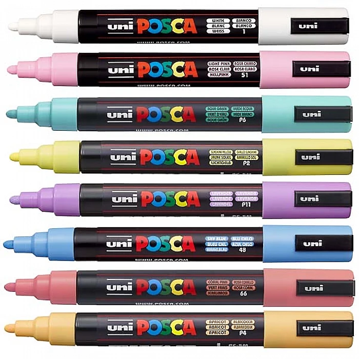 Маркеры UNI Posca (PC-5M-8) Пастельные цвета, 8 шт.