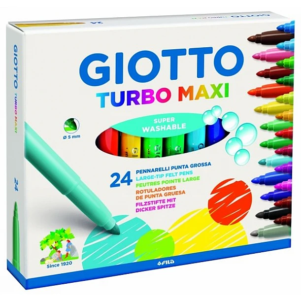 Giotto Turbo Maxi Felt Tip Pens (24 Colours)
