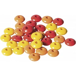 Koka pērlītes - dzeltenas, oranžas, sarkanas (10 mm, 33 gab.)