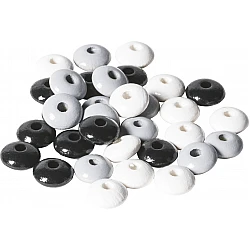 Wooden beads - black, white (10 mm, 33 pcs.)