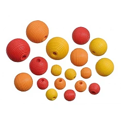 Wooden beads - yellow red orange (20 pcs)