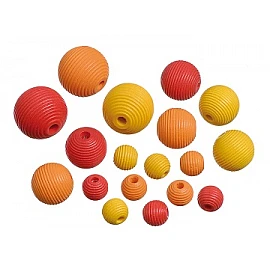 Wooden beads - yellow red orange (20 pcs)