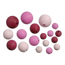 Wooden beads — rose and pink (20 pcs.)