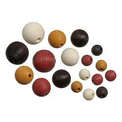Wooden beads - brown and beige (20 pcs.)