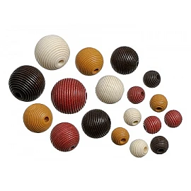 Wooden beads - brown and beige (20 pcs.)