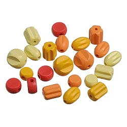 Wooden beads – yellow, red, orange (20 pcs)