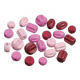 Wooden Beads – Rose and Pink (20 pcs)