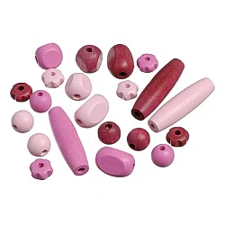 Wooden beads - rose and pink (20 pcs.)