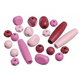 Wooden beads - rose and pink (20 pcs.)