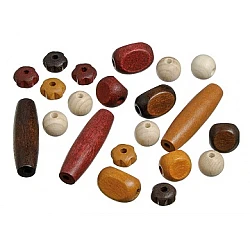 Wooden beads – brown and beige (20 pcs)