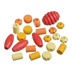 Wooden beads – yellow, red, orange (20 pcs.)