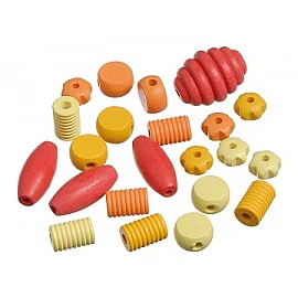 Wooden beads – yellow, red, orange (20 pcs.)