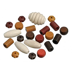 Wooden beads – brown and beige (20 pcs)
