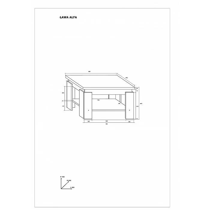 Žurnālgalds "ALFA" 80x48x80