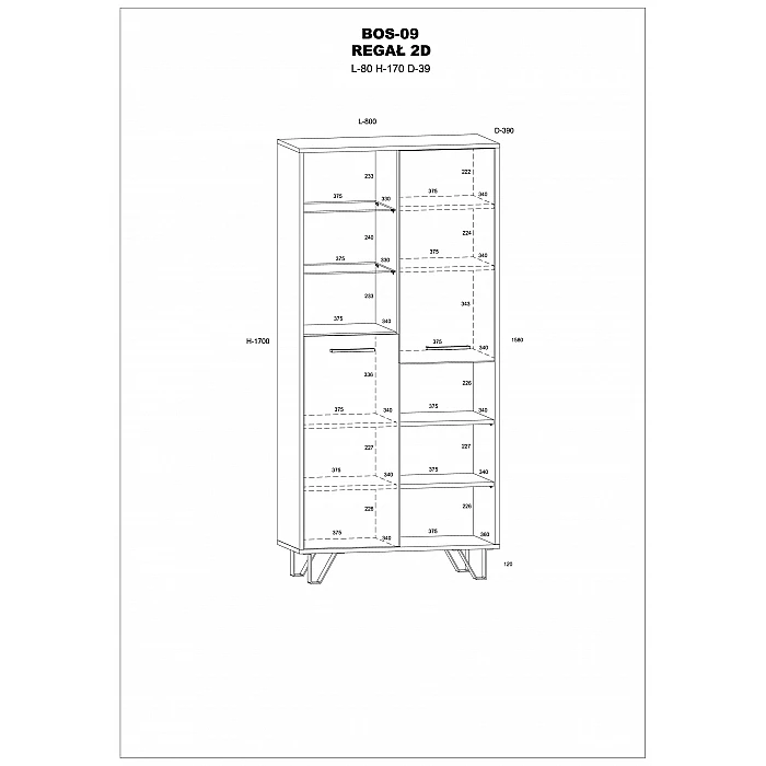 Plaukts "BOSS" (glancēts) 80x170x39