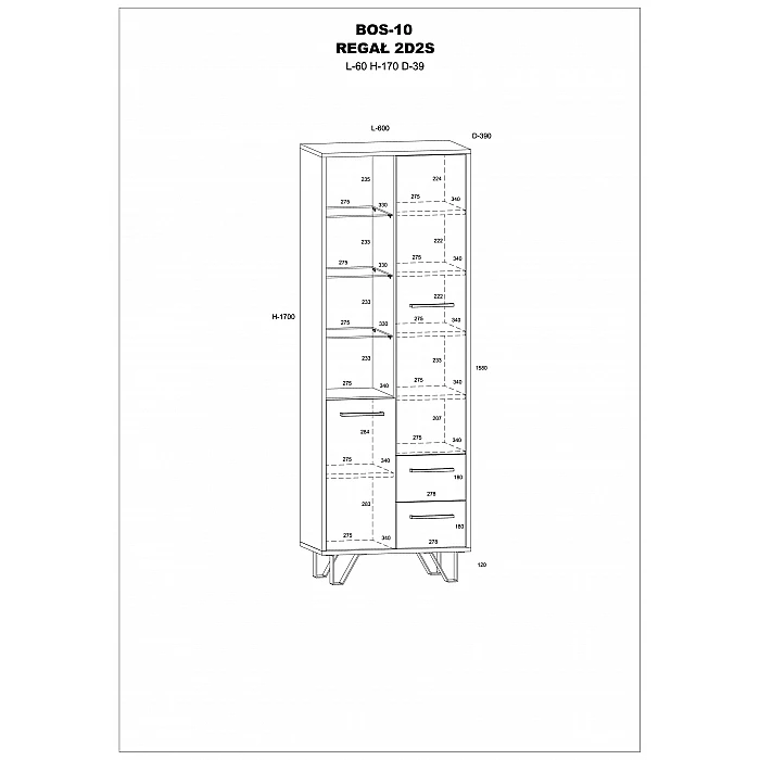 Plaukts "BOSS" 60x170x39